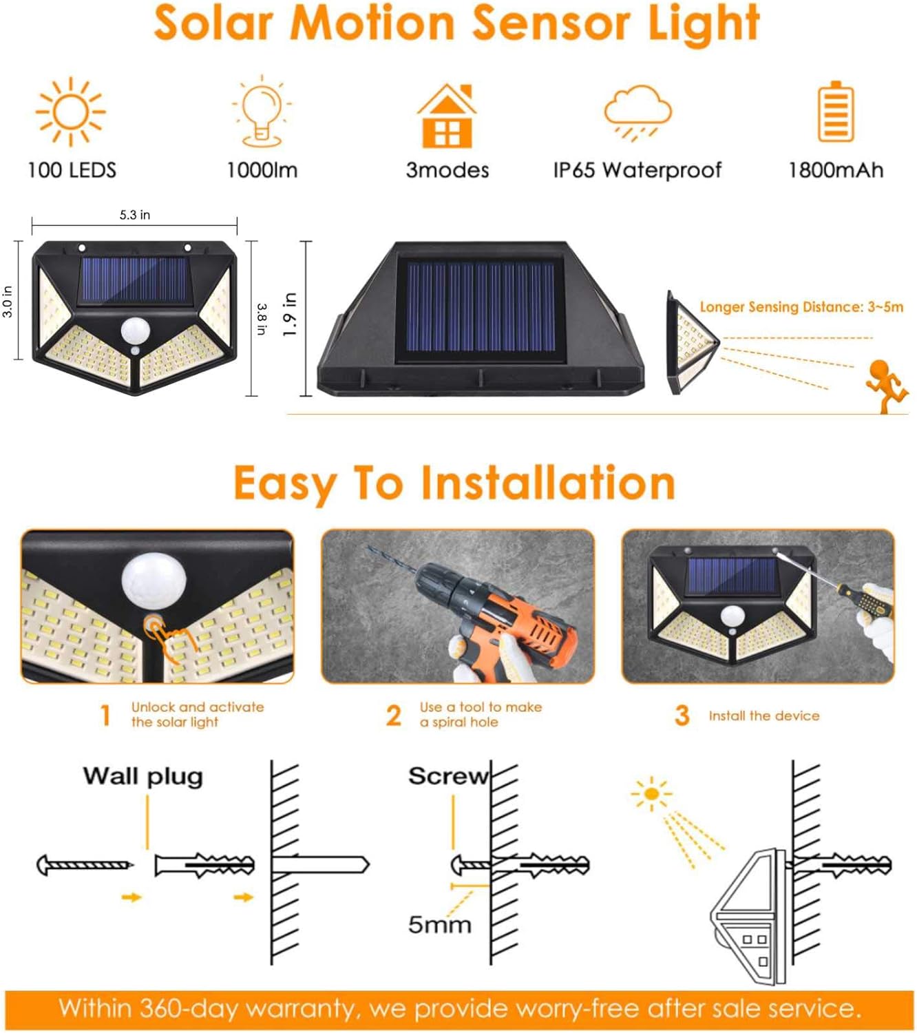 Lampara Led de Pared Solar